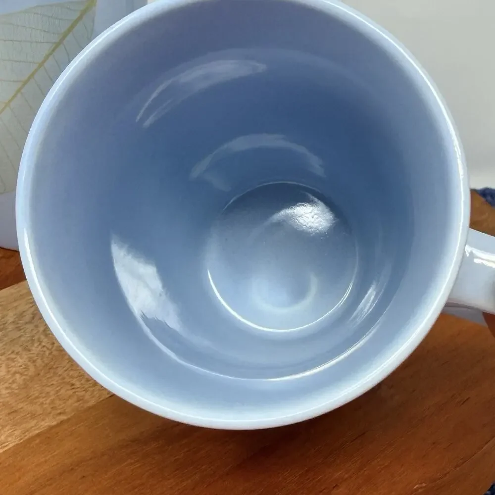 Pier 1 Aspen Blue with Gold Leaf Stoneware Coffee Mug Tea Cup Set Matching